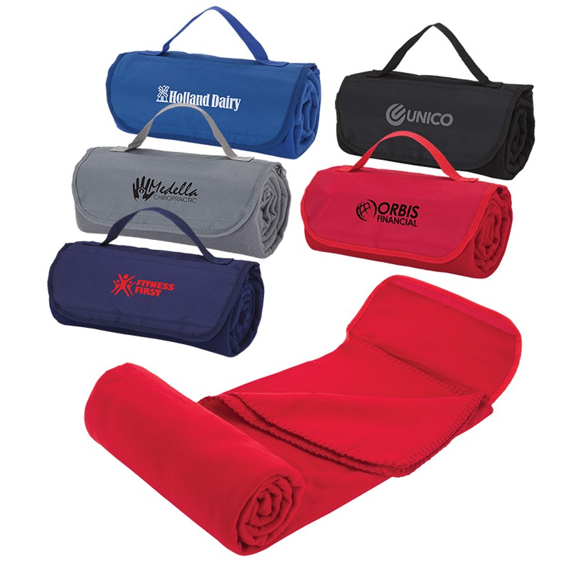 RollUp Fleece Blanket Custom Branded Promotional Blankets