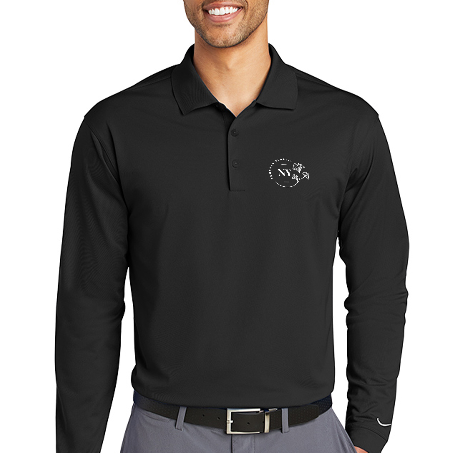 POLO slim fit Sサイズ 黒白 swag 新品未使用 drip us Nike Unisex Dri-FIT Long Sleeve Polo Shirt - Custom Branded