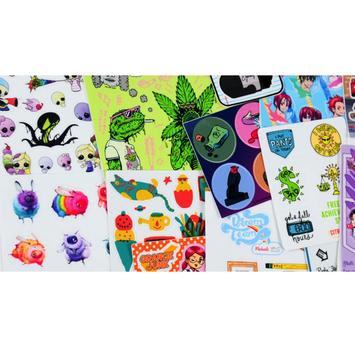 a sheet of custom die-cut stickers