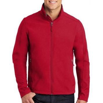 Port Authority men's core soft shell jacket, a blank soft shell in rich red