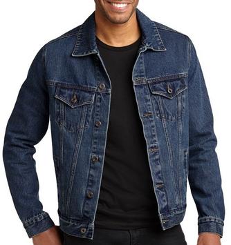 Port Authority unisex denim jacket, a blank classic blue denim jacket