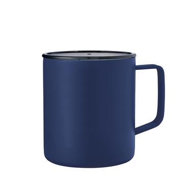 14 Oz. enamel Camp Mug in navy with a printed logo