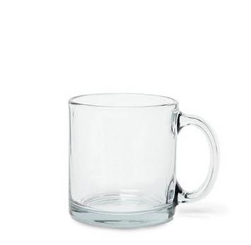 13 Oz. Straight Wall Glass Mug with an etched logo